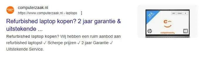 Voorbeeld product structured data.