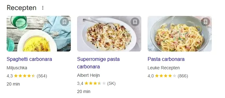 Voorbeeld structured data recept.